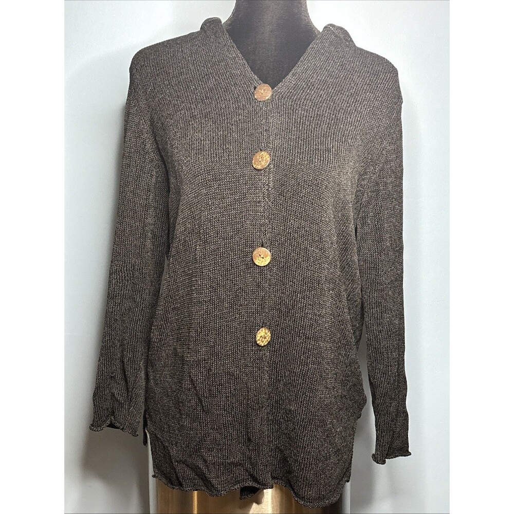 CHICO'S Hooded Black Long Sleeve Loose Knit Sweater (Women’s Size 1) ButtonUp